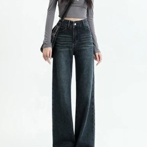 Y2K Fashion Dark Wash Straight Leg Jeans for Effortless 90s Style