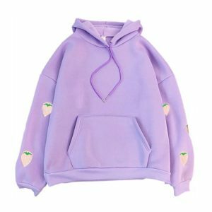 Y2K Fashion Deep Pocket Strawberry Hoodie for Trendy Summer Vibes