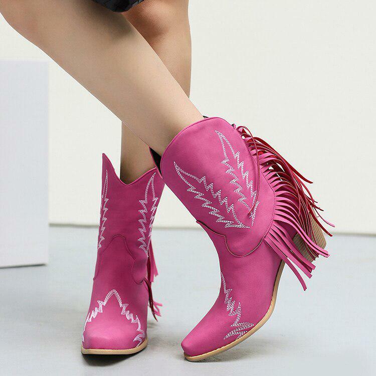 Y2K Fashion Disco Cowgirl Fringe Ankle Boots for Trendy Outfits