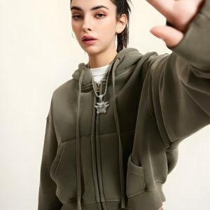 Y2K Fashion Double Zip-Up Cropped Hoodie for Trendy Summer Outfits