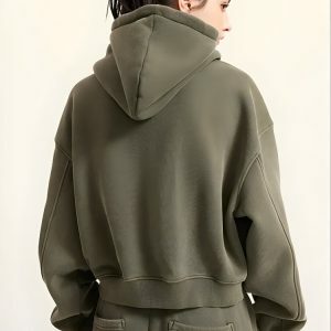 Y2K Fashion Double Zip-Up Cropped Hoodie for Trendy Summer Outfits