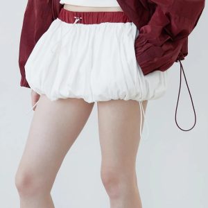 Y2K Fashion Drawstring Bubble Mini Skirt for Trendy Summer Outfits