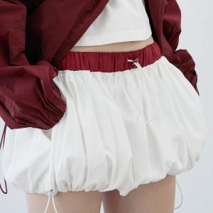 Y2K Fashion Drawstring Bubble Mini Skirt for Trendy Summer Outfits