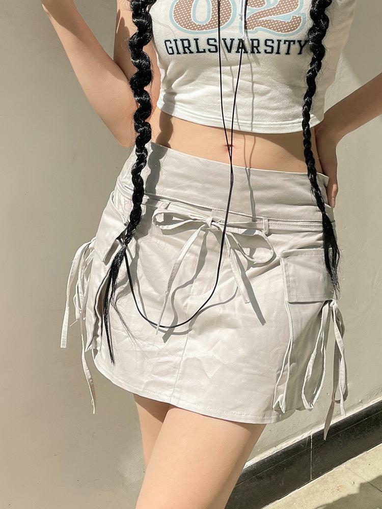 Y2K Fashion Drawstring Cargo Mini Skirt for Trendy Summer Outfits