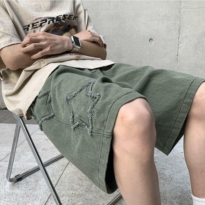 Y2K Fashion Drawstring Star Embroidered Cargo Shorts for Summer Vibes