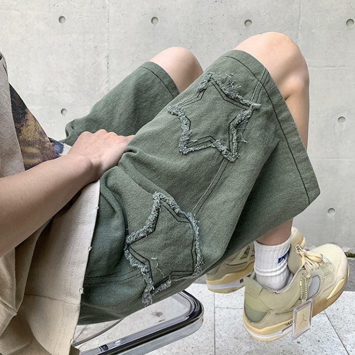 Y2K Fashion Drawstring Star Embroidered Cargo Shorts for Summer Vibes