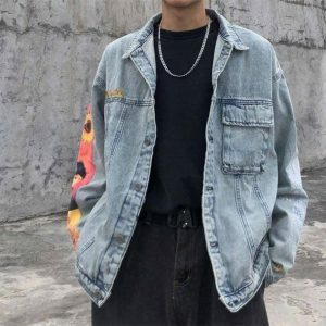 Y2K Fashion Famous Artist Denim Jacket for Trendy Summer Outfits