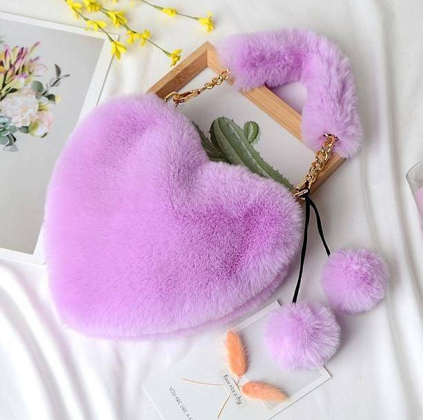 Y2K Fashion Fluffy Heart Bag: Cute Accessory for Summer Outfits