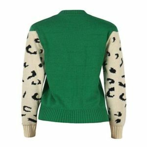 Y2K Fashion Green Leopard Sweater: Trendy Grunge Style for Summer