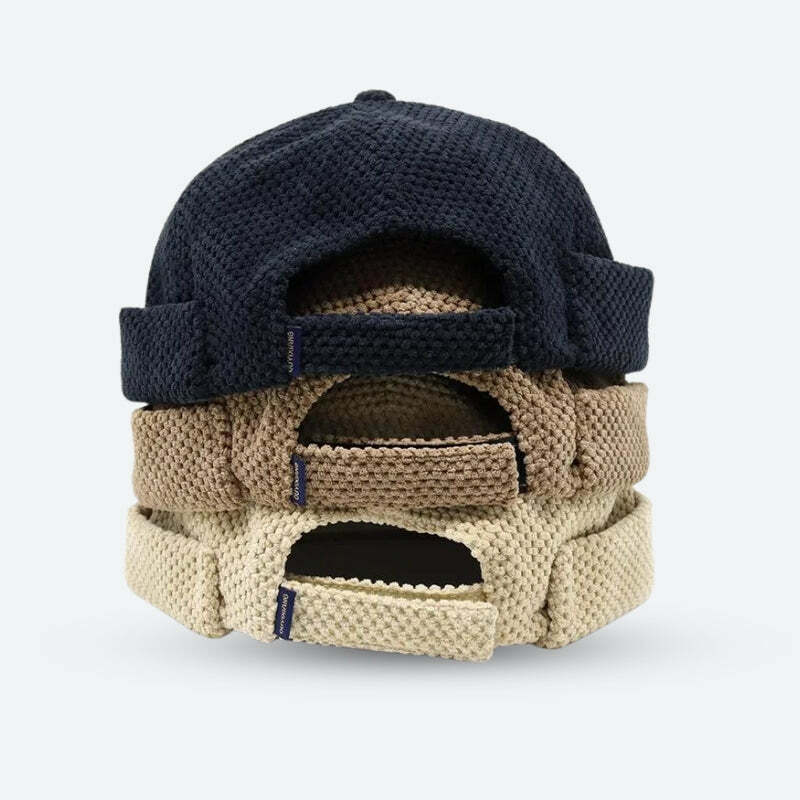 Y2K Fashion Knitted Skull Cap: Trendy Grunge Accessory for Summer Outfits