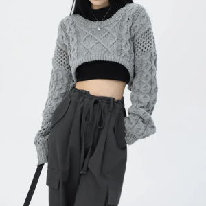 Y2K Fashion Knitted Super Cropped Sweater for Trendy Summer Outfits