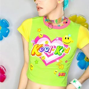 Y2K Fashion Kool Kid Tee: Trendy Grunge Aesthetic for Summer Vibes