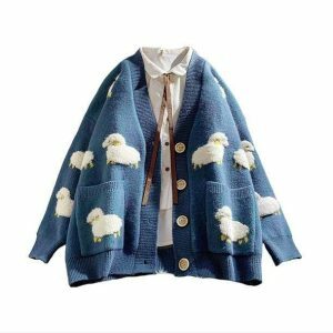 Y2K Fashion Little Lamb Cardigan: Cozy Layer for Summer Outfits