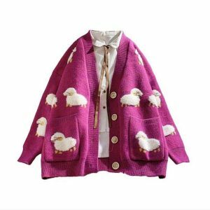 Y2K Fashion Little Lamb Cardigan: Cozy Layer for Summer Outfits