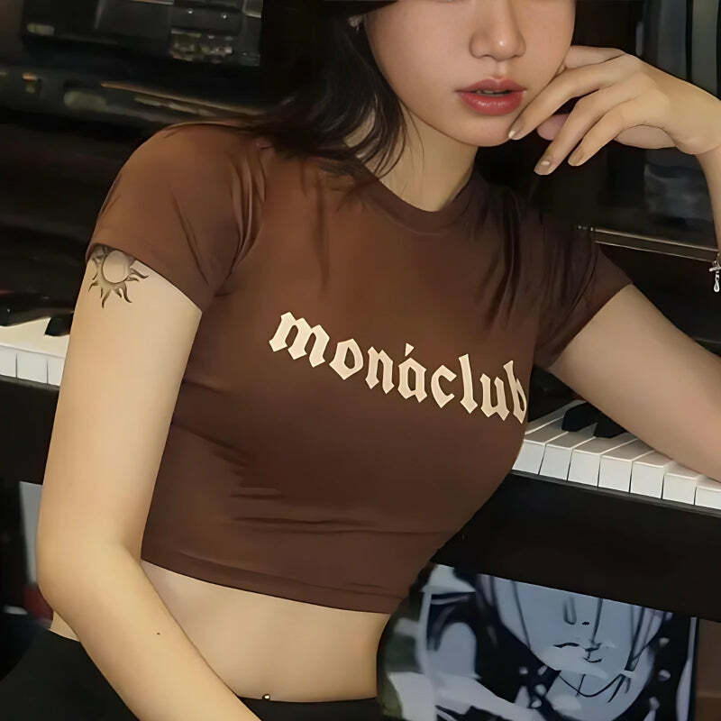 Y2K Fashion Monaclub Crop Top: Trendy Summer Outfit Essential