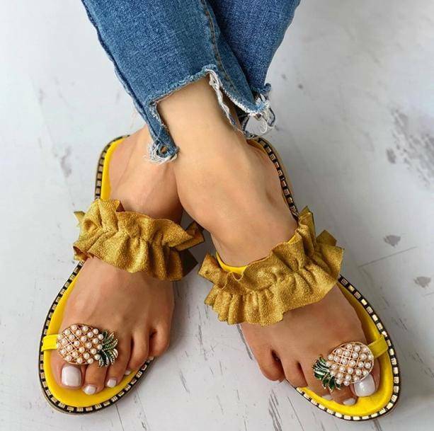 Y2K Fashion Pineapple Flip Flops for Summer Outfits and Beach Vibes