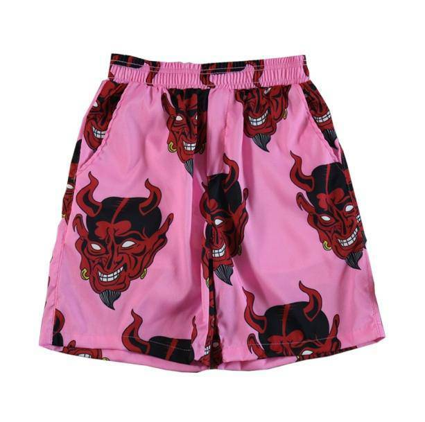 Y2K Fashion Pink Demon Cargo Shorts for Trendy Summer Outfits