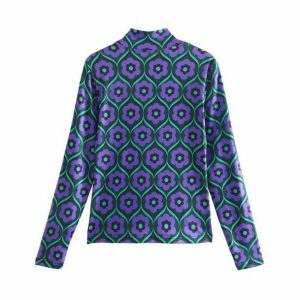 Y2K Fashion Purple Daisy Long Sleeve Top for Trendy Summer Outfits