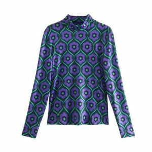 Y2K Fashion Purple Daisy Long Sleeve Top for Trendy Summer Outfits