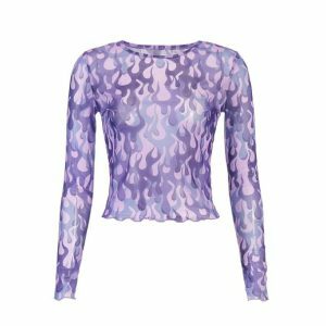 Y2K Fashion Purple Flames Crop Top - Trendy Summer Aesthetic Outfit