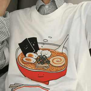 Y2K Fashion Ramen Noodles T-Shirt: Trendy Grunge Aesthetic Tee