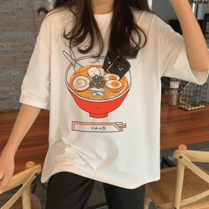 Y2K Fashion Ramen Noodles T-Shirt: Trendy Grunge Aesthetic Tee