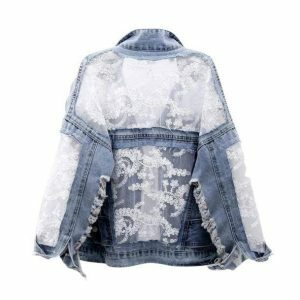 Y2K Fashion See-Through Back Denim Jacket for Trendy Summer Outfits