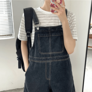 Y2K Fashion Short Sleeve Denim Romper for Effortless Summer Style