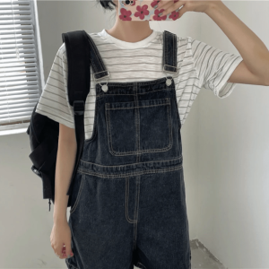 Y2K Fashion Short Sleeve Denim Romper for Effortless Summer Style