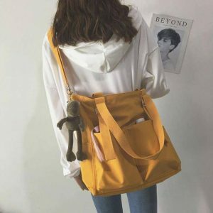 Y2K Fashion Shoulder School Bag: Trendy Grunge Aesthetic Backpack