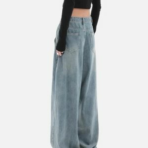 Y2K Fashion Skater Pleated Baggy Jeans for Trendy Summer Outfits