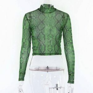 Y2K Fashion Snake Skin Top: Trendy Grunge Aesthetic for Summer Outfits