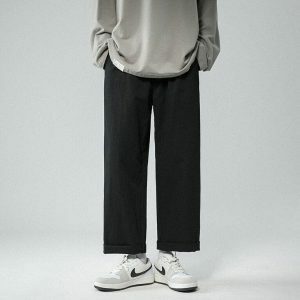 Y2K Fashion Soft Boy Elastic Waist Straight Leg Cargo Pants for Trendy Looks