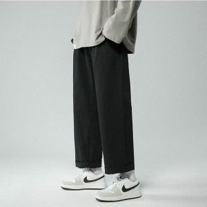 Y2K Fashion Soft Boy Elastic Waist Straight Leg Cargo Pants for Trendy Looks