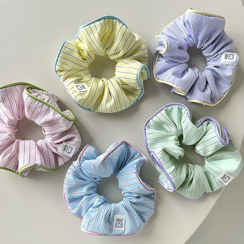 Y2K Fashion Soft Girl Striped Scrunchies for Cute Summer Outfits