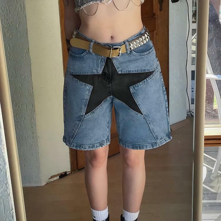 Y2K Fashion Star Jean Shorts: Trendy Summer Outfit for Effortless Style