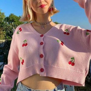 Y2K Fashion Sweet Cherry Cardigan for Cute Summer Outfits & Aesthetic Looks