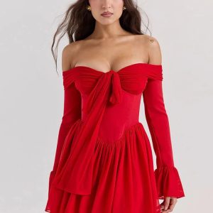 Y2K Fashion Tie Front Strapless Corset Mini Dress for Summer Vibes