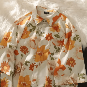 Y2K Floral Button-Up Shirt: Vintage 90s Aesthetic Summer Style