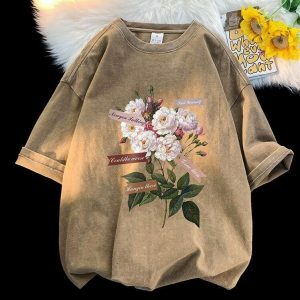 Y2K Floral Graphic Tee - Trendy Summer Outfit for Aesthetic Vibes