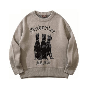 Y2K Grunge Aesthetic Guard Dog Sweater for Trendy Summer Outfits