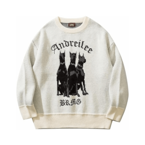 Y2K Grunge Aesthetic Guard Dog Sweater for Trendy Summer Outfits