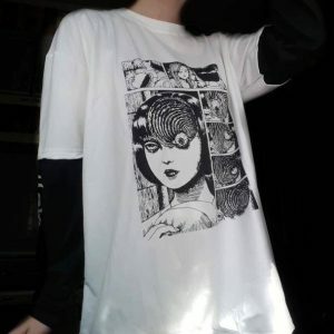 Y2K Grunge Aesthetic Japanese Anime Horror Sweatshirt for Trendy Outfits