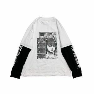 Y2K Grunge Aesthetic Japanese Anime Horror Sweatshirt for Trendy Outfits