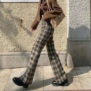 Y2K Grunge Aesthetic Plaid Pants for Trendy Summer Outfits