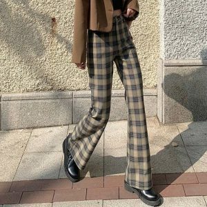 Y2K Grunge Aesthetic Plaid Pants for Trendy Summer Outfits