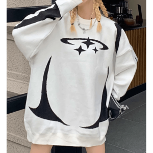 Y2K Grunge Aesthetic Retro Stars Sweater for Trendy Summer Outfits