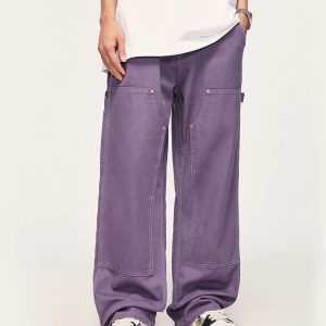 Y2K Grunge Aesthetic Soft Boy Cargo Pocket Pants for Trendy Outfits