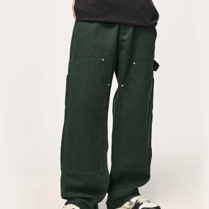 Y2K Grunge Aesthetic Soft Boy Cargo Pocket Pants for Trendy Outfits