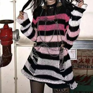 Y2K Grunge Aesthetic Sweater for Trendy Outfits and Cozy Vibes